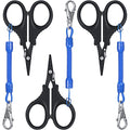 Minatee 3 Pieces Fishing Scissors, Stainless Steel Fishing Line Cutter Portable Braided Line Cutter with Titanium Coating Fishings with Hook and Retractable Coil Lanyards Accessories