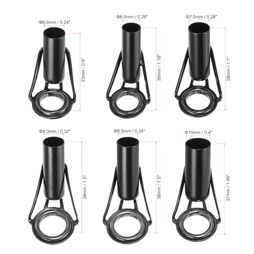 PATIKIL Fishing Rod Tip Repair Kit Stainless Steel Pole Ring Guide Replacement for Saltwater Freshwater Fishing - color: Black, size: 6-10mm
