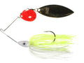 Nichols Lures KS970-38 Pulsator Kicker Series Spinnerbait, White and Chartreuse, Tandem, 3/8 oz