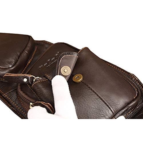 Hebetag Leather Sling Bag Crossbody Backpack for Men Women Travel Outdoor Camping - color: #03coffee