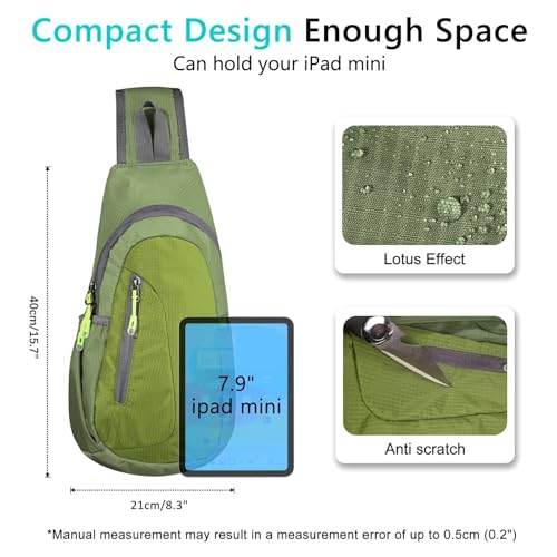 TITECOUGO Small Sling Bag, Lightweight Crossbody Backpack for Men Women, Shoulder Bag for Sports and Outdoor - color: Army Green/Grass Green