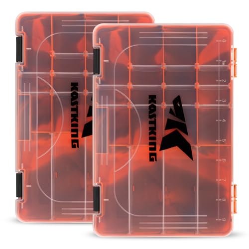 KastKing Tackle Boxes, Plastic Box, Plastic Storage Organizer Box with Removable Dividers - Fishing Tackle Storage - Box Organizer - 2 Packs /4 Packs Tackle Trays - Parts Box - color: Orange Camouflage, size: 3600(2Pack)