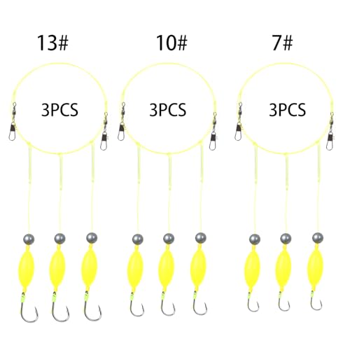 Double Hook Rig Surf Fishing: 9PCS Pompano Float Rigs with 3 Circle Hook Saltwater Gear Tackle for Surf Fishing - color: Green 2