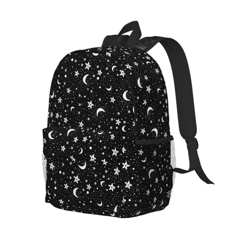 Black And White Moon Star Backpack For Teenage Girls And Boys Cute Kids Backpacks Children School Bag - color: Black and White Moon Star