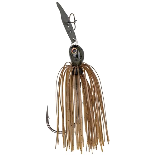 Strike King Thunder Cricket Fishing Lure, Vibrating Swim Jig, Silver Blade, 4/0 Jungle-Style Flipping Hook - color: Green Pumpkin, size: 3/8 oz
