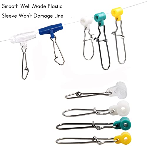 Fishing Line Sinker Slides- 30pcs Stainless Steel Braid Line Sinker Slider with Duo-Lock Snap High-Strength Line Weight Connectors for Saltwater Surf Fishing Rigs Catfishing - style: 5 Colors Mixed-30pcs