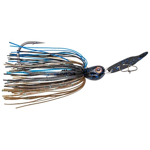 Strike King Thunder Cricket Fishing Lure, Vibrating Swim Jig, Silver Blade, 4/0 Jungle-Style Flipping Hook - color: Bruiser, size: 1/2 oz