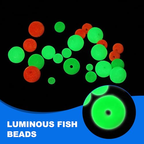 Fishing Beads Glow Hard Plastic Fishing Bait Eggs Lure Rigs Accessories, Fit for Saltwater Freshwater - Round - color: Green, size: 7 mm