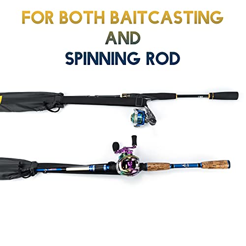 Dr.Fish Fishing Rod Socks Fishing Pole Sleeves Rod Protector Tangle-Free Lightweight Nylon Adjustable Rod Cover Protector for Spinning Rod Baitcasting Rod Surf Rod Fishing Rod Tube Case - color: Fits 7'10" to 8'10", size: 2 Rod Socks