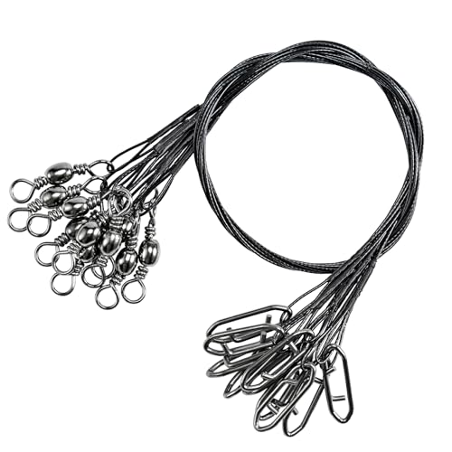 Atibin Steel Wire Fishing Leader Lure Stainless Snap Fishing Leaders Freshwater Saltwater Swivel Leader Wire Strong Black Nickel - size: Size #2 (7.8in-30lb) 40pcs
