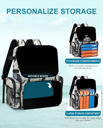 HXLGMD Fishing Backpack with Rod Holders, 43L Large Water Resistant Tackle Bag Storage Gear and Equipment with Cooler for Men Fishing, Camping, Hiking, Grey - color: Grey Camo