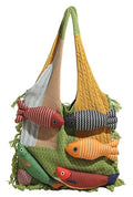 Knitted Beach Shoulder Bag for Women 3D Fish Bohemian Tote Versatile Purse Soft Hobo Handbag for Summer Vacation 2026 - color: A Green