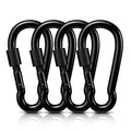 AUTMATCH Carabiner Clips, 3" Spring Snap Hook Caribeener Clips Buckle Pack Grade Heavy Duty Carabiners Quick Link for Camping, Fishing, Hiking, Traveling, 4 Pack - style: Carbon Steel - Locking Black