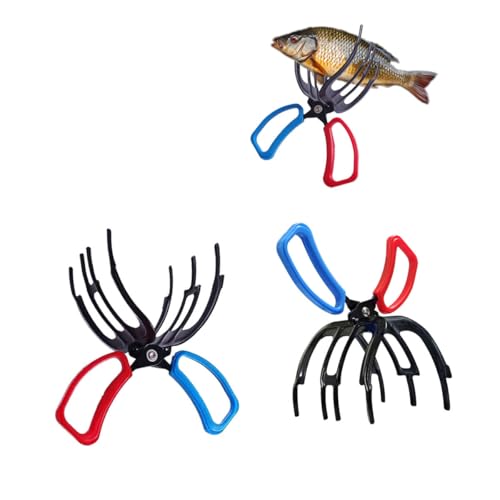 2 Packs Upgrade 3 Claw Metal Fish Gripper, Fishing Pliers Gripper Fish Grabber Tool Multifunctional Metal Fish Control Clamp Forceps Secure Grip on Diverse Freshwater Fish Grip Tackle Holder