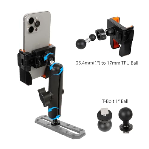xik Kayak Phone Holder Mount with T-Bolt Ball, Boat Track Cell Phone Mount, [1s Lock & Release][360° Adjustable], Fits 4.7"-7.2" Smartphones - style: Long (5.91" arm)