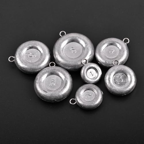 Disc Sinkers Fishing Weights, Coin Fishing Sinkers Weights Saltwater Surf Fishing Weights Bottom Drifting Trolling Catfishing Fishing Sinkers Saltwater Gear Tackle 1oz 2oz 3oz 4oz 5oz 6oz 8oz - style: 5 Ounce, 4 Pack