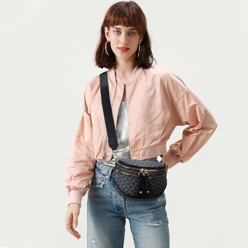 KKXIU Crossbody Sling Bag for Women Trendy Fanny Pack Vegan Leather Chest Bag | Trendy - color: 1-black