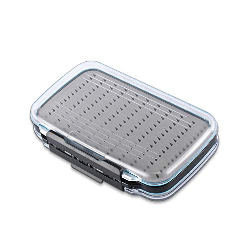 Gonex Fly Boxes for Fly Fishing Jig Boxes Two-Sided Waterproof Lightweight Fly Fishing Box Easy Grip Transparent Lid Fly Fishing Lures Box, 7.3"x 4.6"x 1.5", Grey - color: Grey, Black, Transparent, size: Size C (7.3"x 4.6"x 1.5")