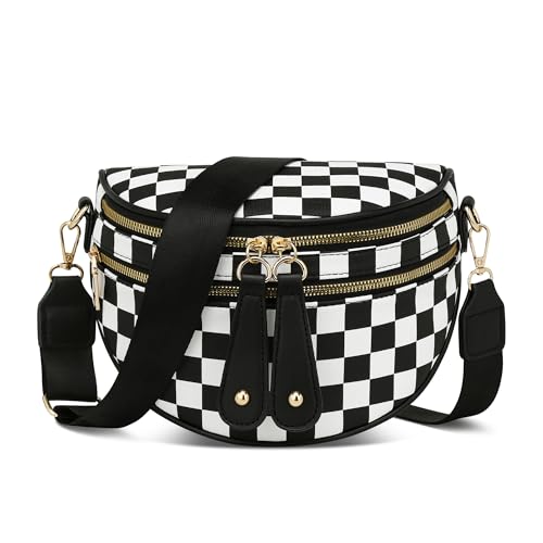 KKXIU Crossbody Sling Bag for Women Trendy Fanny Pack Vegan Leather Chest Bag | Trendy - color: 2-black