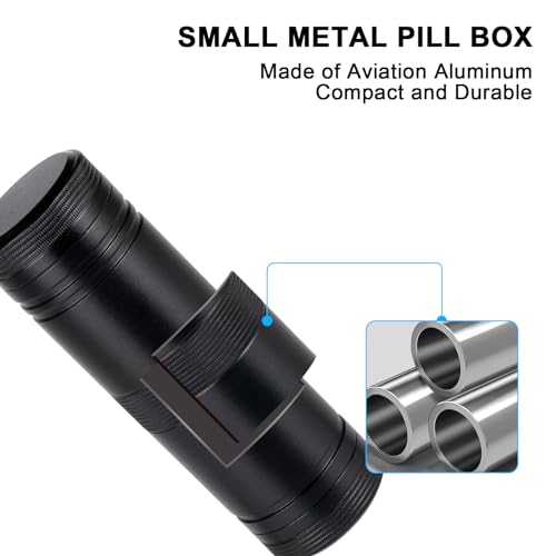 Pill Case 2 Times a Day - Portable Metal Pill Box Daily Waterproof Travel Pill Container, Pill Holder Organizer for Vitamin/Fish Oil/Supplements, 1 Pack Pill Box - color: Black, size: Small-Long