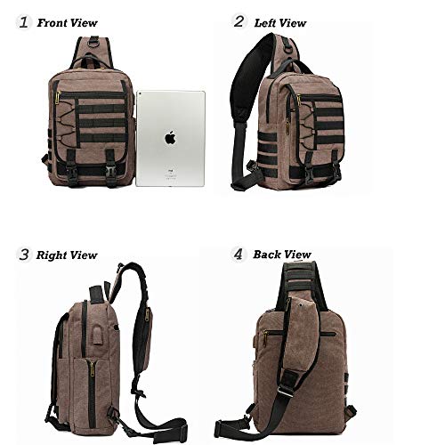 NICGID Tactical Military Backpack Large Daypack Molle Army Assault Pack Bug Out Bag Water Resistant Travel Fishing Hiking Trekking Rucksack - color: Coffee-canvas-808, size: 13.3 inch