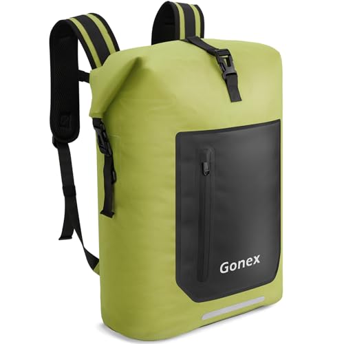 Gonex Waterproof Ultralight TPU Backpack 55L Roll Top Dry Bag, Kayaking | Back Padding, Camping, Fishing, Travel, Adjustable Straps, External & Internal Storage Pockets, Green - color: Green, size: 55L