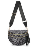 Pure Colour Crossbody Bag Bum Bag for Women,Spacious Purse Fanny Packs Belt Bag,Oversized Bum Bag (Black Grey Leopard Print Bum Bag) - color: Black Grey Leopard Print Bum Bag