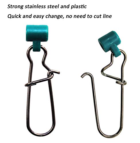 Fishing Sinker Slide Fishing Line Sinker Slider Heavy Duty Fishing Snap Clips Sliding Swivels Sinker Weights Connector Saltwater Surf Fishing Rigs Catfish Bottom Rig Fish Finder Rig - style: 20pcs Green Slide