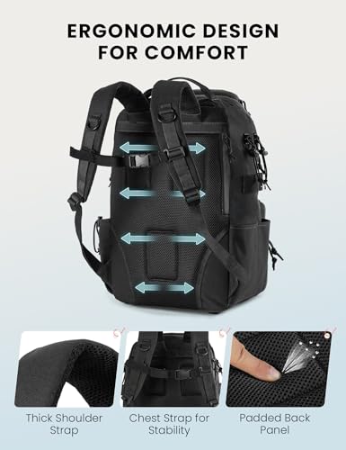 SKYSPER Tackle Backpack Fishing Bags with Rod Holder, 40L Water-Resistant Tackle Box Storage Bag for Fishing Gear Lures(Black) - color: Black