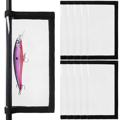 SILANON Fishing Lure Wraps Covers,4/8 Packs Clear PVC Lure Covers Durable Fishing Bait Cover Easily See Lures Fishing Hook Covers Bait Storage Protector Keep Fishing Safe for Fishing Rod - color: Black, size: 8Pack - Large (8.0"x4.3")