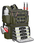 MATEIN Fishing Backpack with 4 Tackle Boxes, Fishing Bag with Rod Holder & Safety Compass & Cooler, Gifts for Fishermen - color: Olive Green