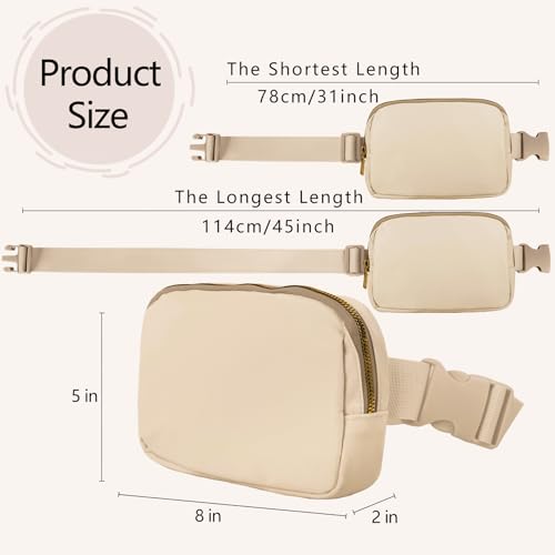 VOROLO Fanny Pack For Women And Men Crossbody Bag Belt Bag Khaki | Adjustable Strap Graduation Gifts Lightweight Travel Running - color: Khaki