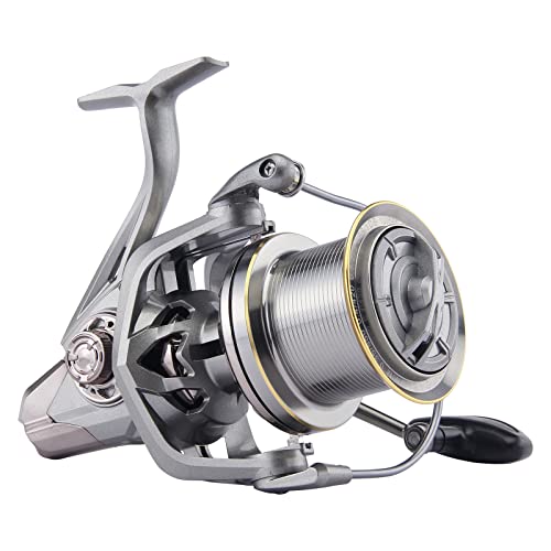 HAUT TON Spinning Reel 8000/9000/10000/12000/14000,6+1BB Metal Surf Fishing Reels,4.8:1 Gear Ratio 55lbs Drag Heavy Long Casting Inshore Saltwater Monster Fish - size: 10000, style: Ht-ngk