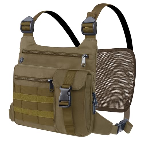 KINGSLONG Running Vest, Chest Bag for Men, Chest Pack, Hiking - color: A-Brown