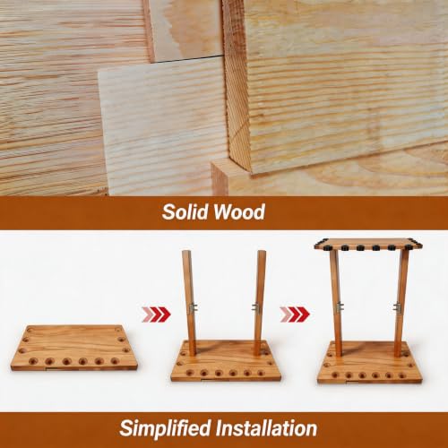 SMMYMGF Wood Fishing Pole Holder,Garage Rod Storage Organizer,More capacity | 1.Store More Fishing Tools2.Rock-Solid Stability3.Fits Large Reels with Ease4.Space-Saving5.Ultimate Gift for Anglers - color: store 12 fishing rods or combos