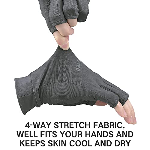 Unisex UV Protective Fingerless Gloves UPF 50+ Summer Sun Glove for Outdoor Fishing Cycling Hiking Driving Kayaking - color: Charcoal, size: Medium