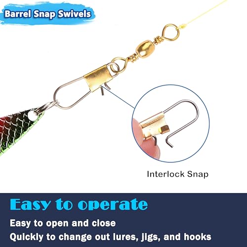 Barrel Snap Swivels Fishing Tackles, 100pcs Fishing Swivels Safty Snaps Accessories, Stainless Steel Fishing Leader Line Lure Connector for Saltwater Freshwater - color: Golden, size: 50pcs-#6 (40LB)