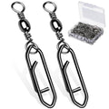 AMYSPORTS Heavy Strength Fishing Snap Stainless Saltwater Freshwater Fishing Swivel Clip Rolling Barrel Fishing Clips Swivels Speed Change Black Nickel - size: Size 1/0+L (85lb) 25 pcs