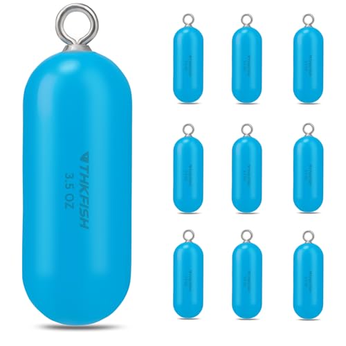 THKFISH Lead Free Fishing Weights Sinkers, 80g-300g Coated Drop Surf Fishing Weight, Cylindrical Deep Drop Fishing sinkers, Catfish Sinkers for Saltwater Freshwater Fishing