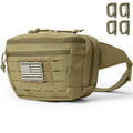 Tactical Sling Bag, Fanny Pack,2in1,CCW & EDC Shoulder Bag with MOLLE & Pistol Holster - 1000D Adjustable Strap for Outdoor Carry Men & Women - color: Khaki
