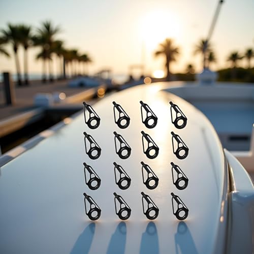 16Pcs Black Fishings Rod Tip Ceramic Guide Rings Replacement Rod Tip Guide Fishings Rod Eyelets Repair Part Easy Installation, Reel Care Accessories