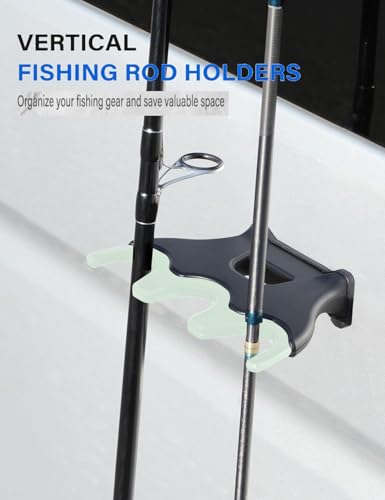 LITTLEMOLE Noctilucent Magnetic Fishing Rod Car Stands, Portable Outdoor Fishing Rod Storage Rack, Soft Silicone Car Pole Fly Pole Holder with 3 Holder Slots - color: Noctilucent