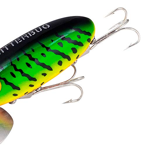Arbogast Jitterbug Topwater Bass Fishing Lure - Excellent for Night Fishing - color: Fire Tiger, size: 2 1/2" 3/8 oz
