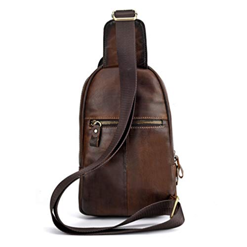 Hebetag Leather Sling Bag Crossbody Backpack for Men Women Outdoor Travel Camping Hiking Shoulder Chest Day Pouch Casual Vintage Sling Daypack Coffee - color: #16coffee
