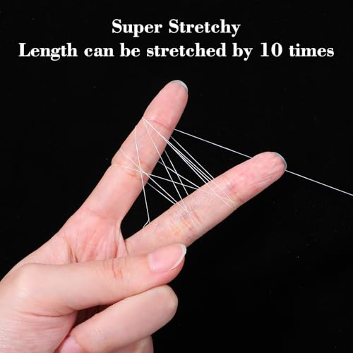 TIESOME 2PCS Fishing Bait Elastic Thread, 0.2mm 820 FT Per Spool Invisible Magic Fishing Line Fishing Bait String No Knots Required Bait Keeper Stretchy Clear String for Salmon Sturgeon Catfish