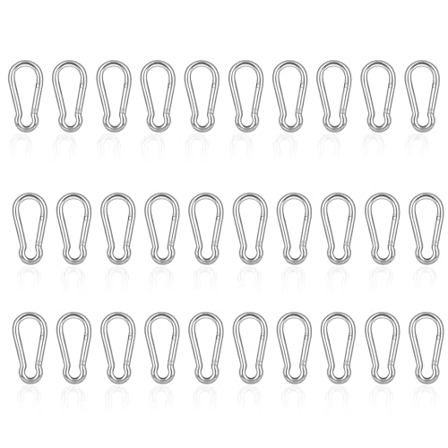 30PCS M4 Heavy Duty Carabiner Clip, 1.57Inch Snap Hook Quick Link Small Carabiner Clips,Spring Link Buckle for Fishing Camping Hammock Dog Leashes-110LBS Holding Capacity (Silver) - color: Silver, size: 30PCS-M4