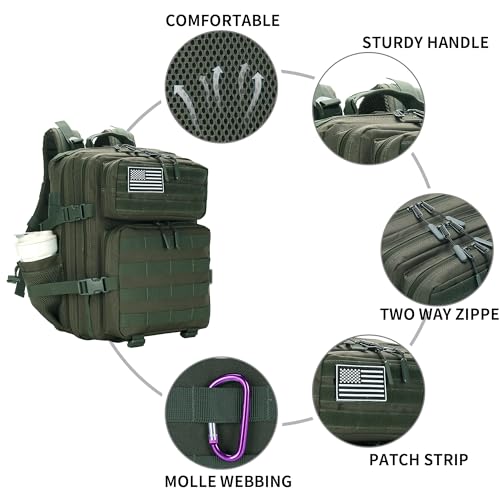 Lovelinks21 25L Military Tactical Backpack Small Assault Pack Molle Daypack for Men and Women for Work Travel Gym Outdoor Hiking Camping (Army Green) - color: Army Green