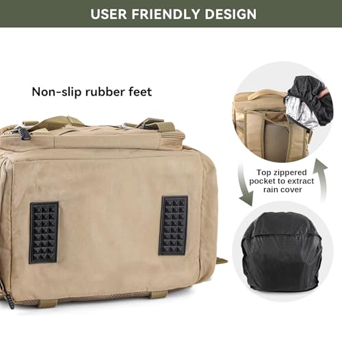 Bagenerous 39L Fishing Tackle Backpack with Rod Holders & Cooler,Water-resistant Fishing Gear Storage Bag with Protective Rain Cover,Khaki - color: Khaki