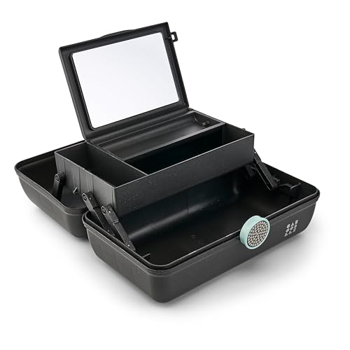 Caboodles On-The-Go Girl Makeup Box, Black Sparkle, Show Girl Collection, Hard Plastic Makeup Organizer Box, Built-In Mirror, Secure Latch for Safe Travel, Spacious Storage for Large Items - color: Black Sparkle Show Girl