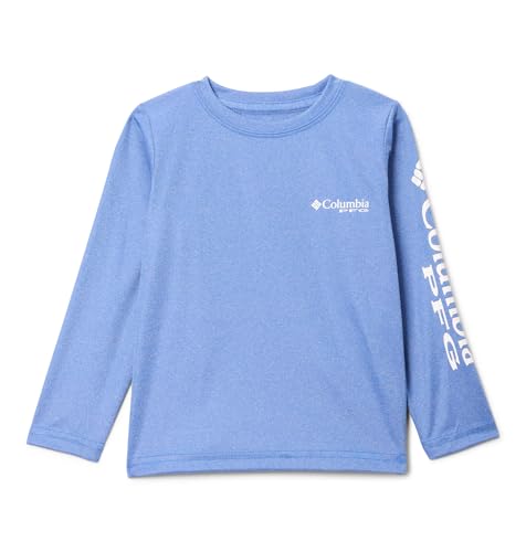 Columbia Youth Boys Toddler PFG Terminal Tackle Long Sleeve Sun Protection Shirt, Vivid Blue Heather/White Logo, 2T